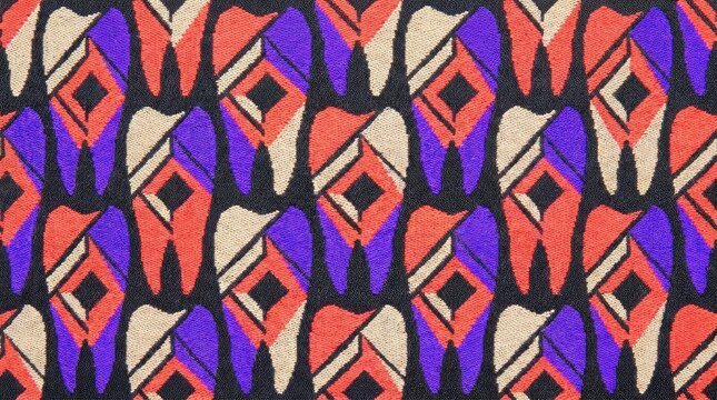 Abstract geometric tooth pattern in vibrant red purple and cream