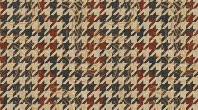 Abstract houndstooth pattern with distorted fabric texture