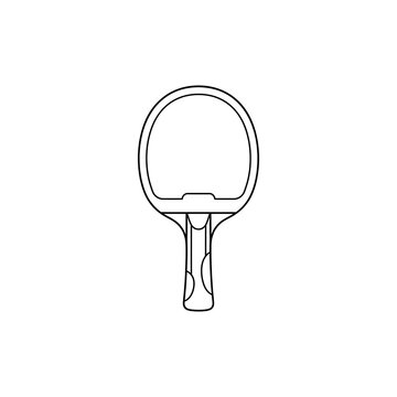 Outline Ping Pong Paddle Icon - Simple Vector Table Tennis Racket Design for Sports Graphics