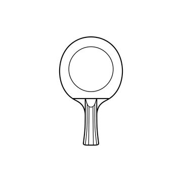 Modern Outline Table Tennis Racket Icon - Minimalist Ping Pong Paddle Vector Design