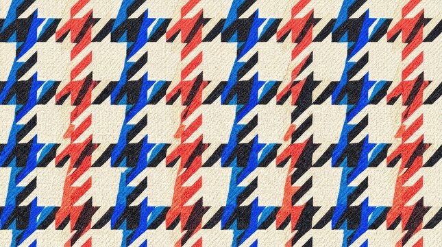 Colorful houndstooth pattern fabric texture