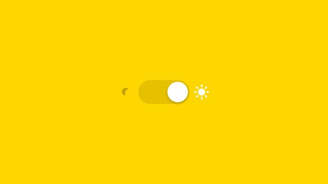 Minimalist User Interface Toggle Switch for Light and Dark Mode Settings on a Bright Yellow Background
