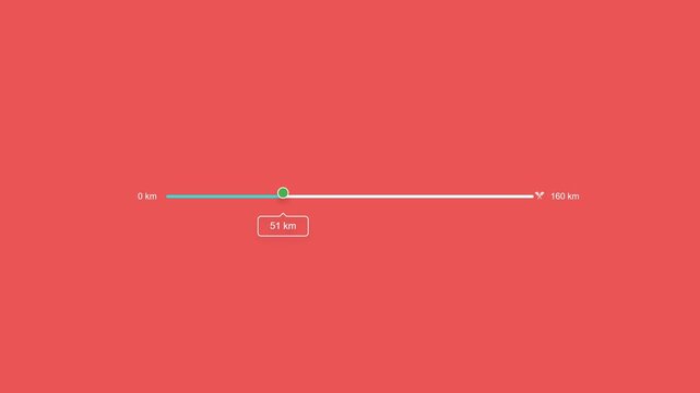 Real-time data trend progress bar with time slider and playback indicator on a red background for interface design