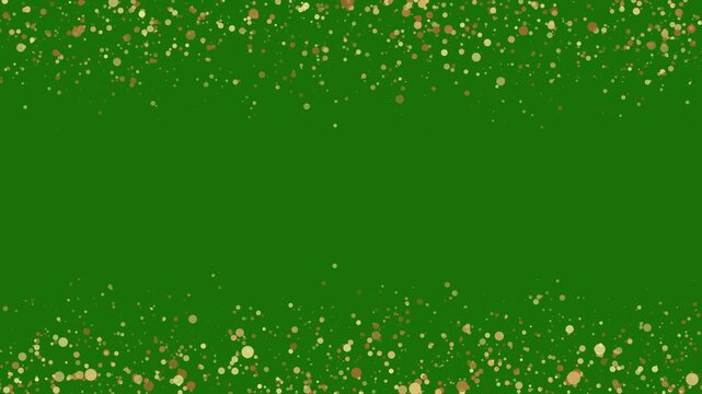 border frame with golden glitter shiny stars and bokeh lights on green screen animation ,chroma key luxury holiday christmas and new year social media motion design element