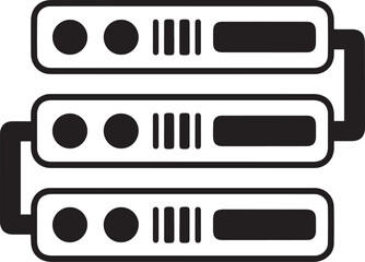 Fototapeta premium Database hosting and network server rack line art icon symbol for IT infrastructure