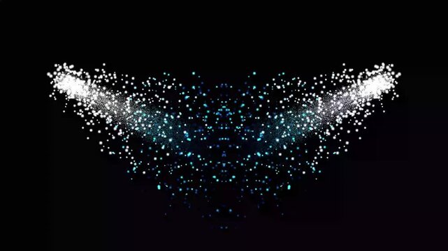 Sparkling light trail motion graphics, glowing particle effect, glowing glittering trail animation, twinkling magic dust on black background, shimmer particles motion,4k loop animation