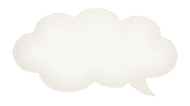 A blank white cartoon style thought bubble shape used for adding custom text messages or speech dialogue isolated on transparent background
