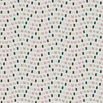 Seamless pattern of houses, doors, and plants