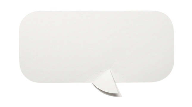 A simple white rounded square speech bubble with a small tail for text communication messages shown as an isolated object on transparent background isolated on transparent background