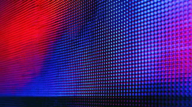 Led screen pixel texture with glowing blue and red colors, an abstract digital display surface for tech and design backgrounds