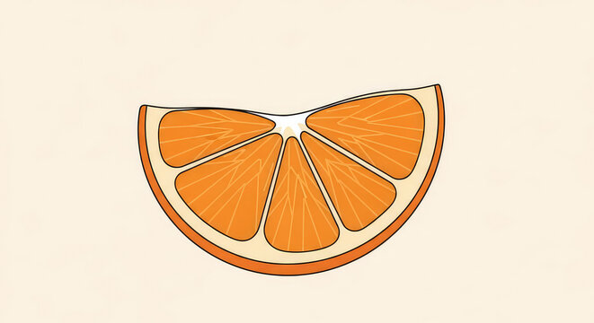 Fresh orange slice with dotted outline isolated on clean background for food branding and packaging design