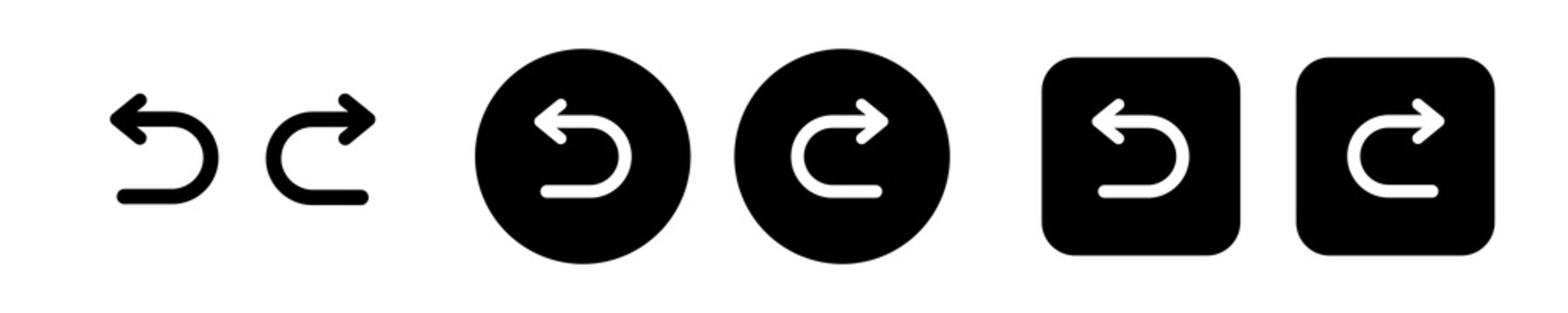 Undo redo icon set with revert, restore and repeat symbols. Editing history actions for toolbar, design software and document editing
