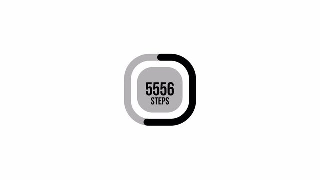 10000 walking Steps Progress Counter Animation on Transparent Background, Fitness Step Tracker Motion Graphic