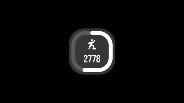 5000 walking Steps Progress Counter Animation on Transparent Background, Fitness Step Tracker Motion Graphic