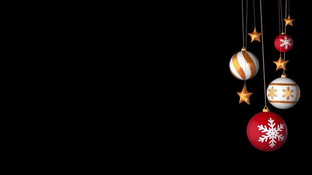 Gold and red christmas ball bouncing animation with alpha channel
