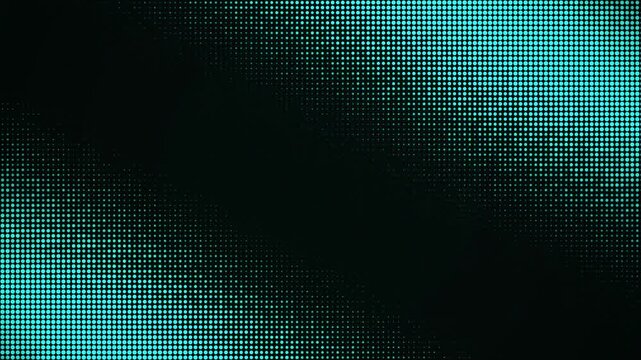 Digital halftone background displaying a dark grid pattern with bright cyan pixelated dots creating a retro computer screen texture effect.