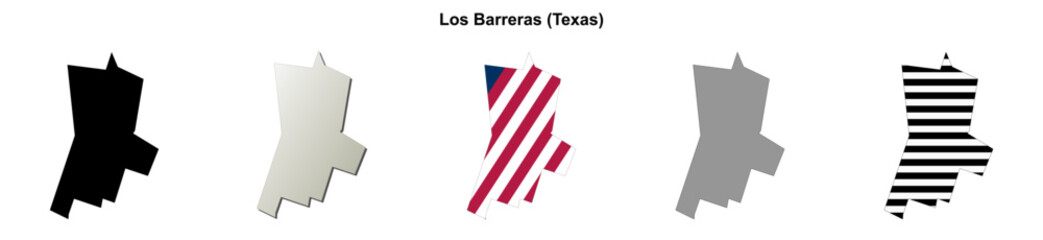 Fototapeta premium Los Barreras (Texas) blank outline map set