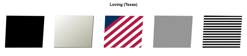 Fototapeta premium Loving (Texas) blank outline map set