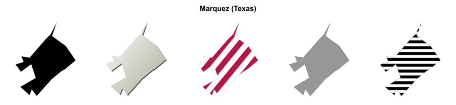 Marquez (Texas) blank outline map set