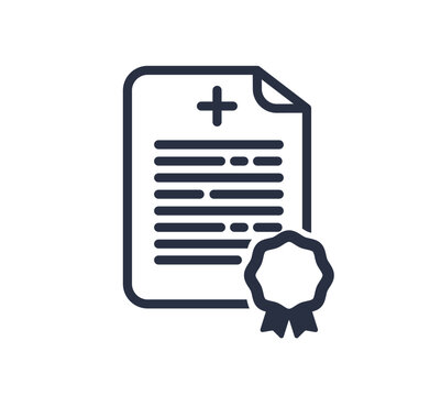 Medical certificate icon, medicine icon, vector illustration. Simple flat design symbol for healthcare, hospital, doctor
