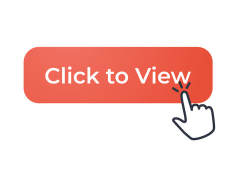 Click to view button, vector red click button on an orange background, vector illustration. Simple design for web, app