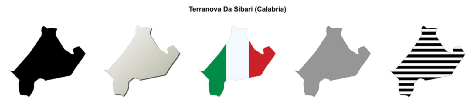 Terranova Da Sibari (Calabria) outline map set
