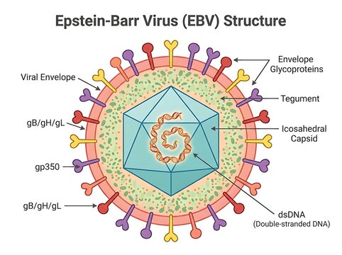 Scientific diagram detailing the structure of the epstein barr virus