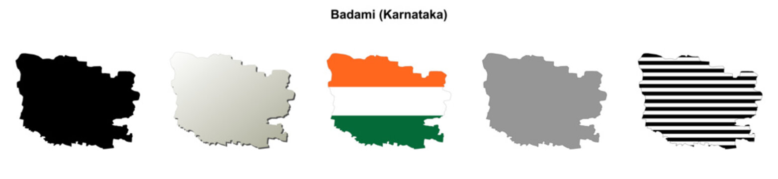 Badami (Karnataka) blank outline map set