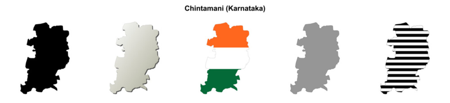 Chintamani (Karnataka) blank outline map set