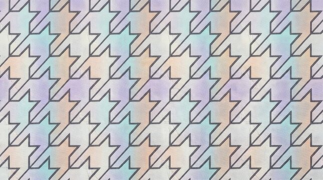 Pastel houndstooth pattern with geometric line art