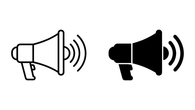 Megaphone icons for social media marketing announcement and public communication symbols with speaker icon public address alert icon news icon