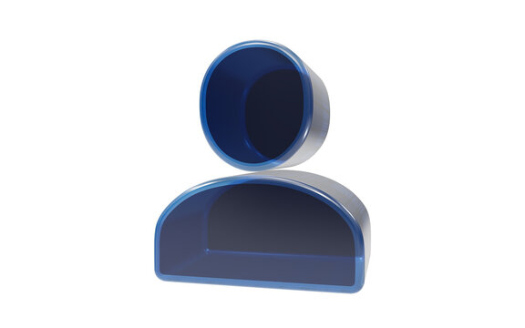 Glossy blue 3d user profile icon isolated on transparent background for social media and account management featuring a sleek modern design element for professional user interface and graphic needs