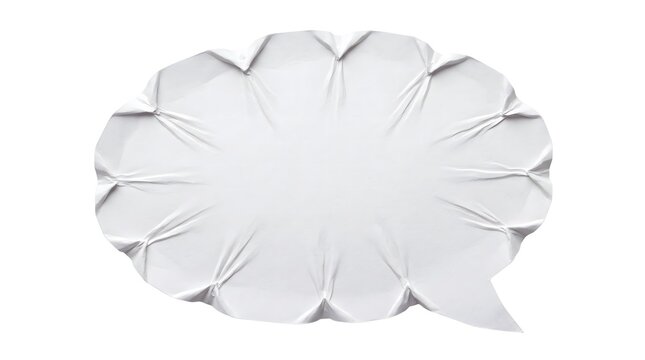 A blank white paper speech bubble isolated on a clean white background for creative design projects