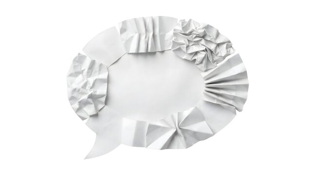 A creative handmade paper speech bubble isolated on a white background for your custom text or design