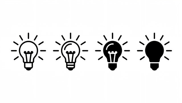 Set of four different light bulb icons representing ideas and innovation.
