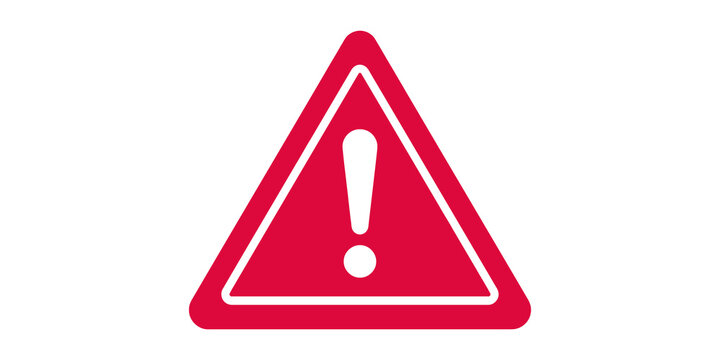 Warning alert sign with exclamation mark inside triangle frame for hazard notification.