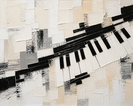 Abstract piano keys on textured neutral canvas backdrop