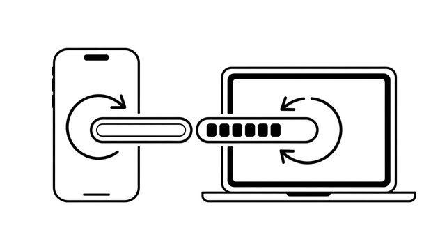 Smartphone and laptop device synchronization icon