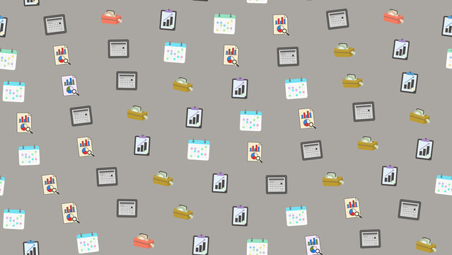 Business Icons Pattern with Calendar, Chart, and Briefcase