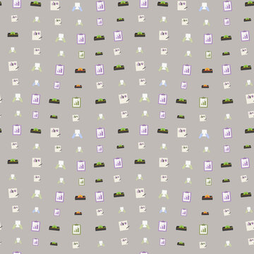 Seamless pattern of business and data icons