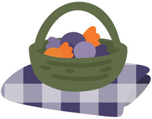 Fototapeta premium Candy Basket on Checkered Cloth