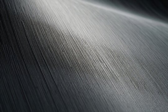 Abstract surface displays fine parallel lines across a dark to light gradient. Strong directional light creates deep shadows and smooth tonal shifts on the textured background material.