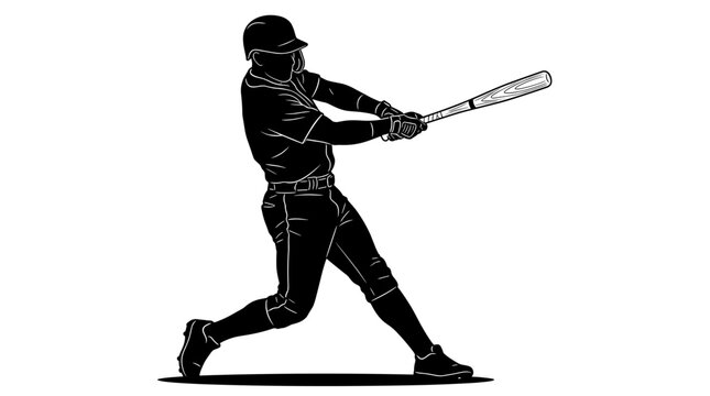 Baseball Player Swinging Bat Silhouette