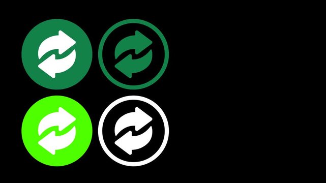 Circular refresh and reload arrow icons for user interface and web navigation design