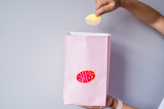 Tallinn, Estonia - September 20, 2026: BUBS candy brand logo. BUBS foam candy. BUBS is a Swedish confectionery brand known for colorful gummy and foam sweets owned by Orkla Snacks.