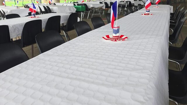 Table set with french flags and cups for an french event