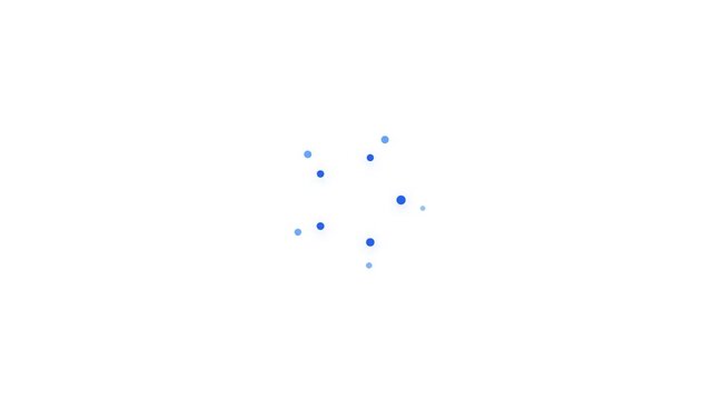 Minimalist digital loading circle animation with blue floating dots