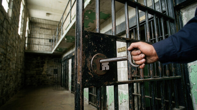 Prison Cell Door Unlocked By Key A Symbol Of Freedom
