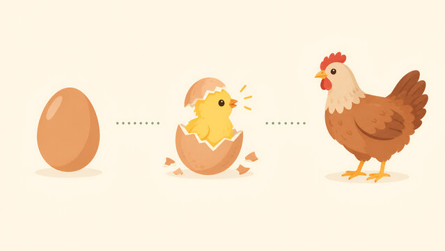 Egg to Chicken Growth Stages Illustration