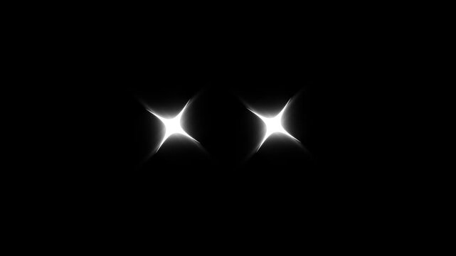 Twinkling cartoon stars and glitter sparkle white doodle blinking pop up animation, comic manga flashes, flat smoke bursts, and shining light effects on transparent black screen 4k video